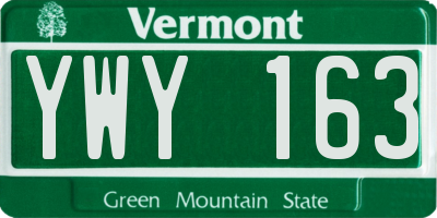 VT license plate YWY163