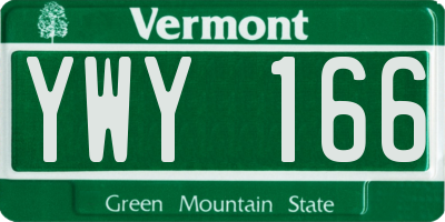 VT license plate YWY166