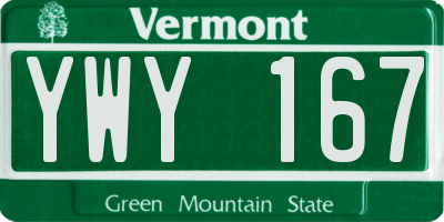 VT license plate YWY167