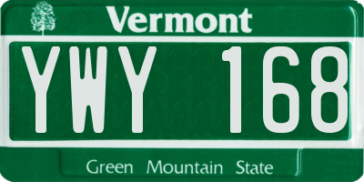 VT license plate YWY168