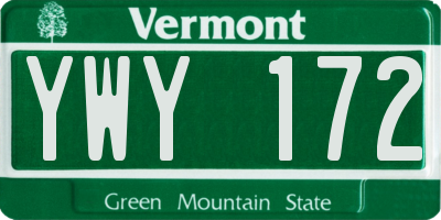 VT license plate YWY172