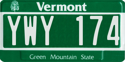 VT license plate YWY174