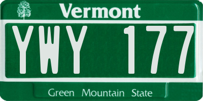 VT license plate YWY177