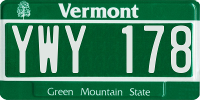 VT license plate YWY178