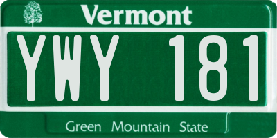 VT license plate YWY181