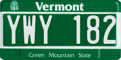 VT license plate YWY182