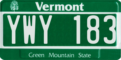 VT license plate YWY183