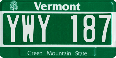 VT license plate YWY187