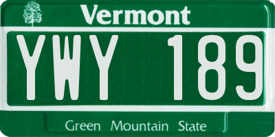 VT license plate YWY189