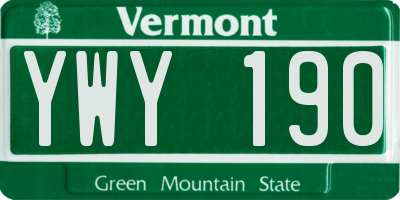 VT license plate YWY190