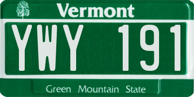 VT license plate YWY191