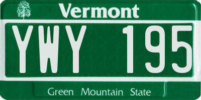 VT license plate YWY195