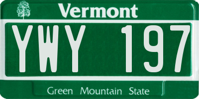 VT license plate YWY197
