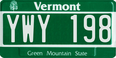 VT license plate YWY198
