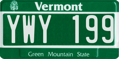 VT license plate YWY199