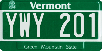VT license plate YWY201