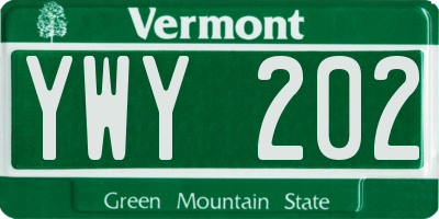 VT license plate YWY202