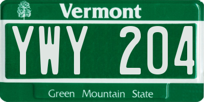 VT license plate YWY204