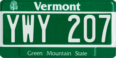 VT license plate YWY207