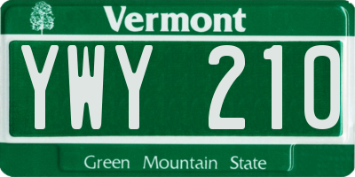 VT license plate YWY210