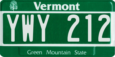 VT license plate YWY212