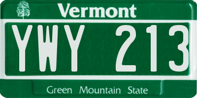 VT license plate YWY213