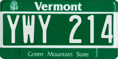VT license plate YWY214