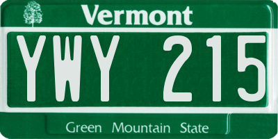 VT license plate YWY215