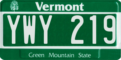 VT license plate YWY219