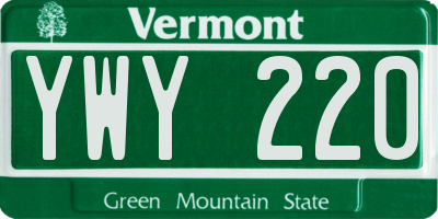 VT license plate YWY220