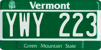 VT license plate YWY223