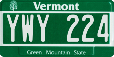 VT license plate YWY224