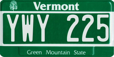 VT license plate YWY225
