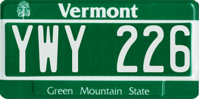 VT license plate YWY226