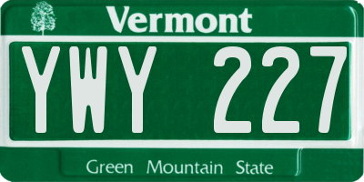VT license plate YWY227