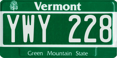 VT license plate YWY228