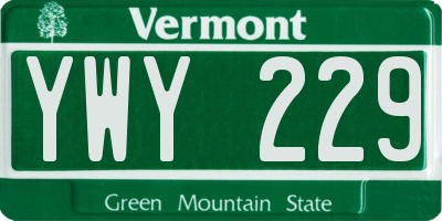VT license plate YWY229