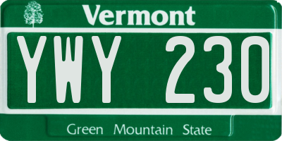 VT license plate YWY230