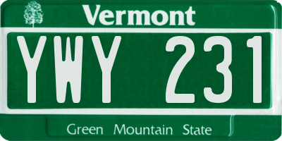 VT license plate YWY231