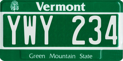 VT license plate YWY234
