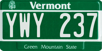 VT license plate YWY237