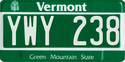 VT license plate YWY238