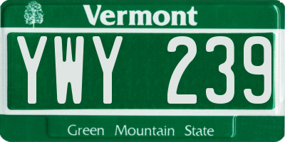 VT license plate YWY239
