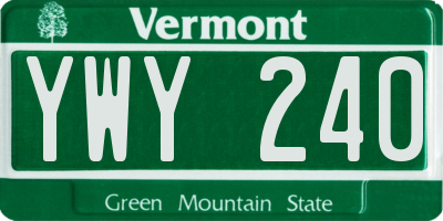 VT license plate YWY240