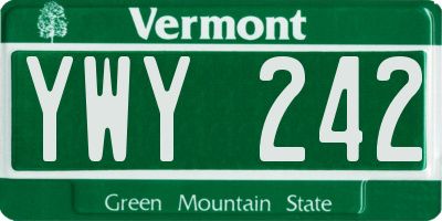 VT license plate YWY242