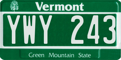 VT license plate YWY243
