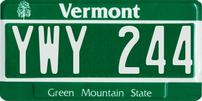 VT license plate YWY244