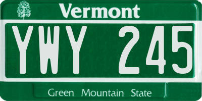 VT license plate YWY245