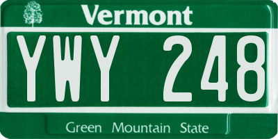 VT license plate YWY248