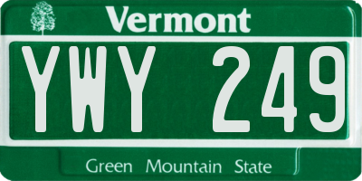 VT license plate YWY249